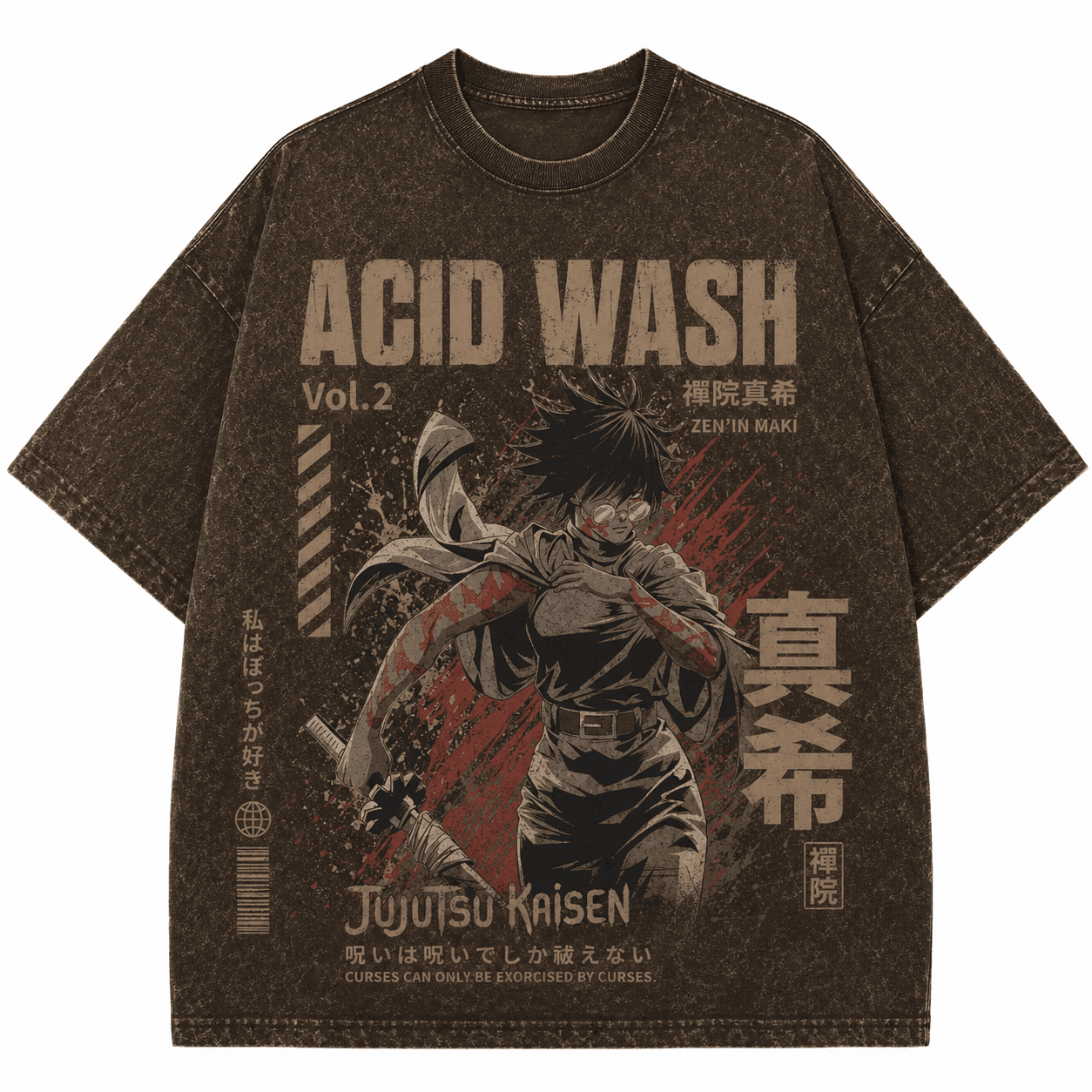 Acid Wash Anime Drop Shoulder — Brown Vol.2 — Savageon Bangladesh