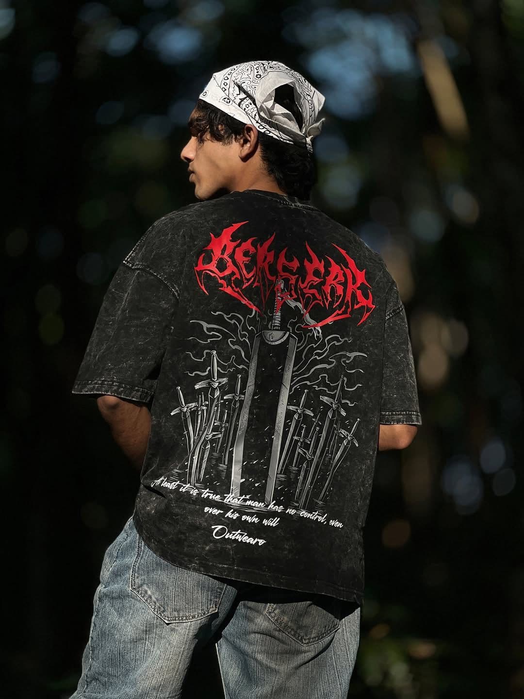Berserk Acid Wash Drop Shoulder — back graphic