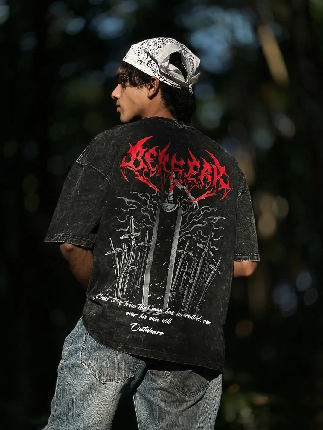 Berserk Acid Wash Drop Shoulder — back graphic