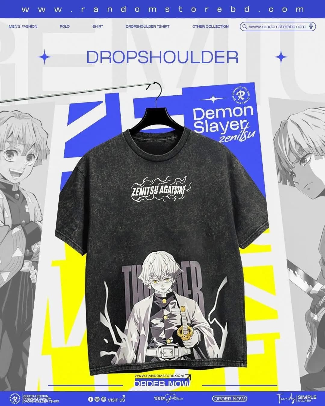 Demon Slayer — Zenitsu Agatsuma Drop Shoulder — Savageon Bangladesh