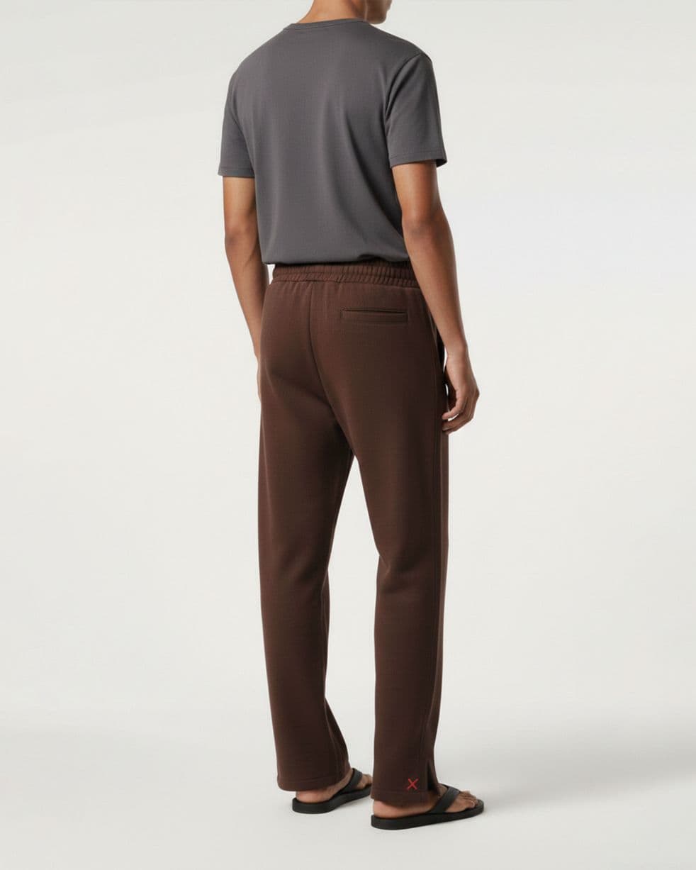 Coffee Relaxed-Fit Trousers — back view