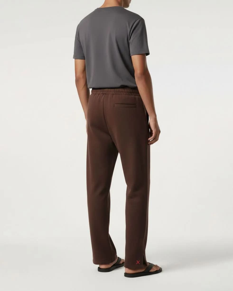 Coffee Relaxed-Fit Trousers — back view