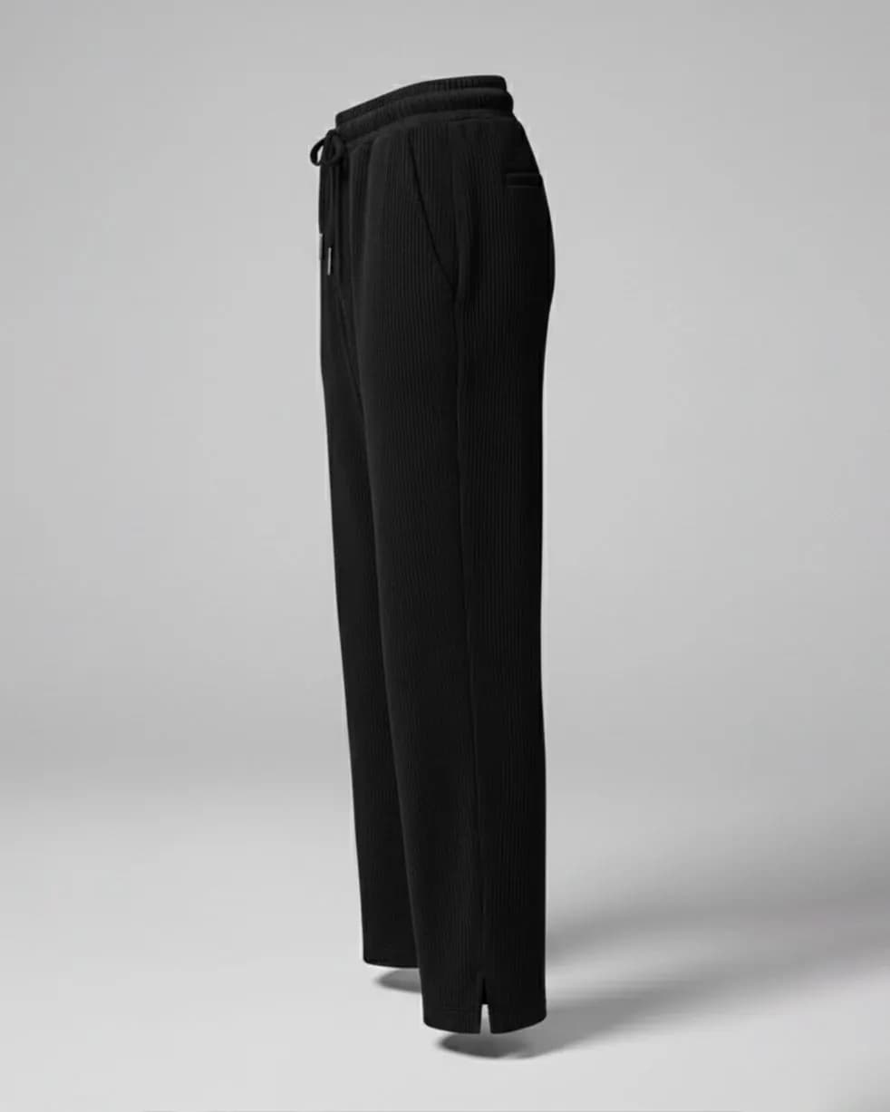Premium Black Relaxed-Fit Trousers — side view