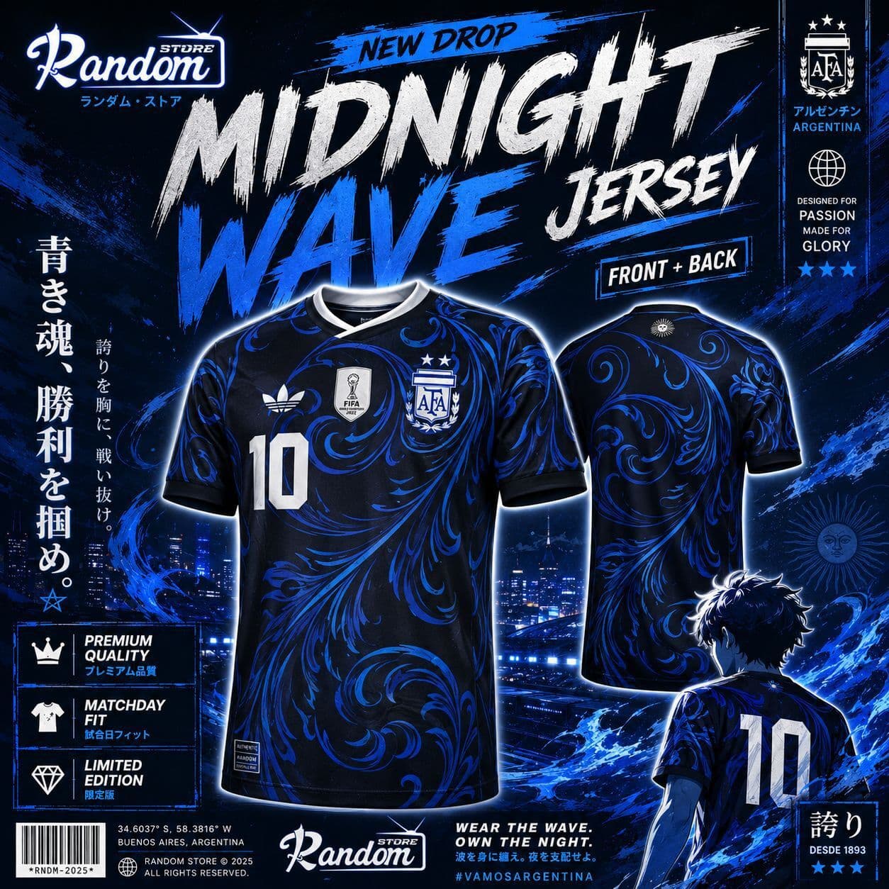 Argentina Midnight Wave Jersey football jersey Bangladesh — Savageon