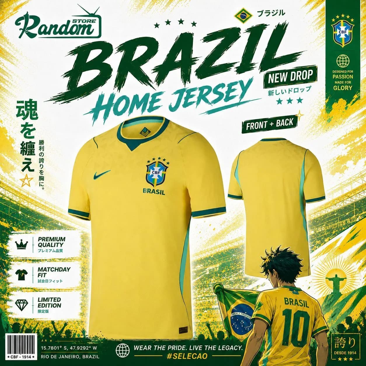 Brazil Home Jersey football jersey Bangladesh — Savageon