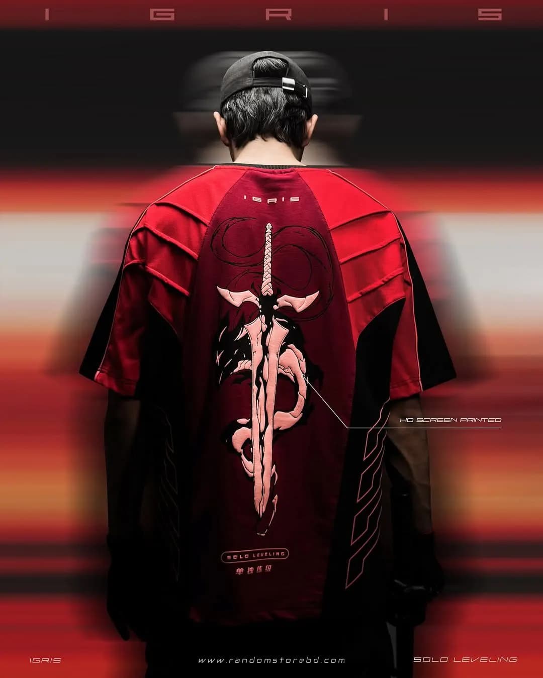 IGRIS ARMOUR (SOLO LEVELING ) – Exclusive DropShoulder Acid Wash — detail shot