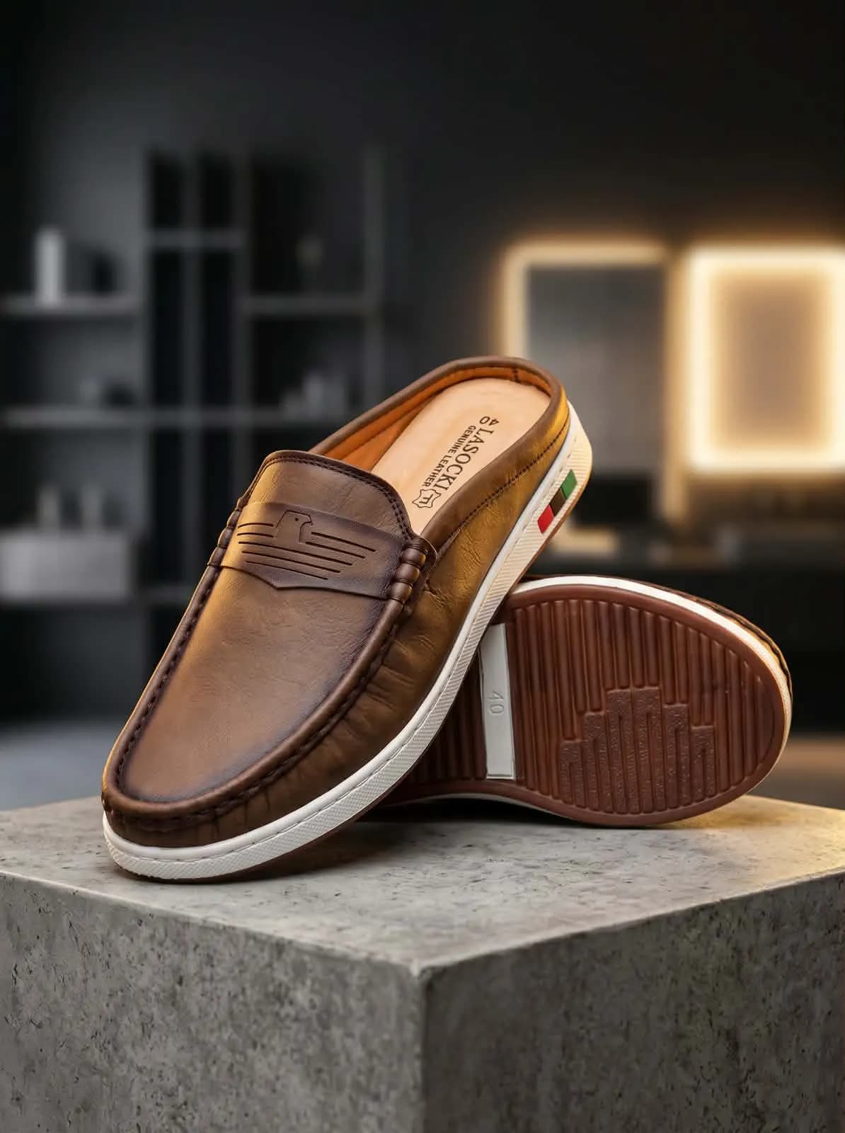Brown Men's Casual Slip-On Mule Loafer
