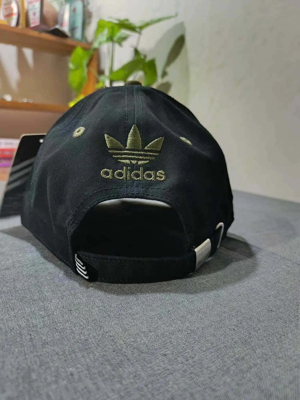 Adidas Originals Black & Olive Trefoil Cap — back view