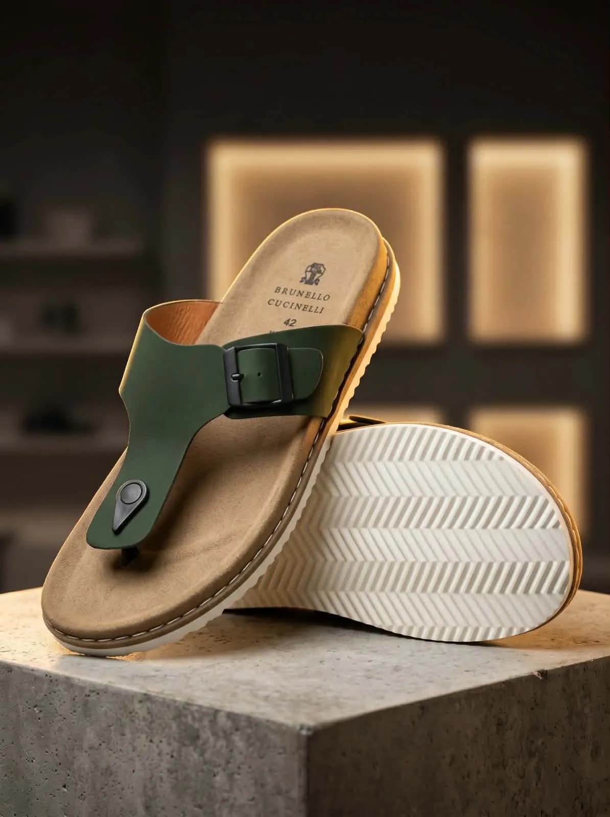 Olive Green Adjustable Comfort Men's Thong Sandal — Savageon Bangladesh
