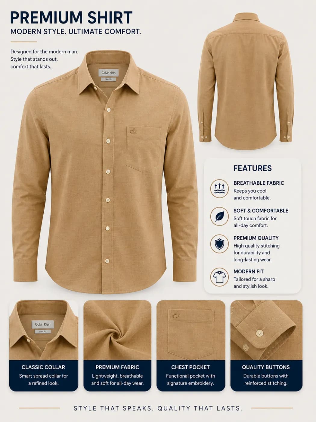 Classic Oxford Shirt - Camel — Savageon Bangladesh