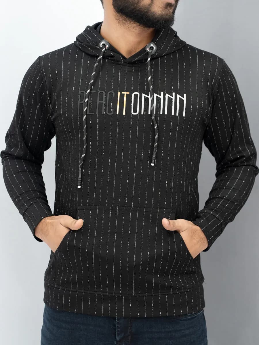 Pinstripe 'React' Hoodie - Black — Savageon Bangladesh