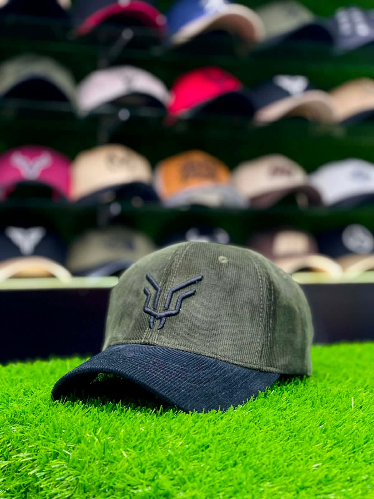 Premium Olive Green & Black Embroidered Baseball Cap — Adisom Bangladesh