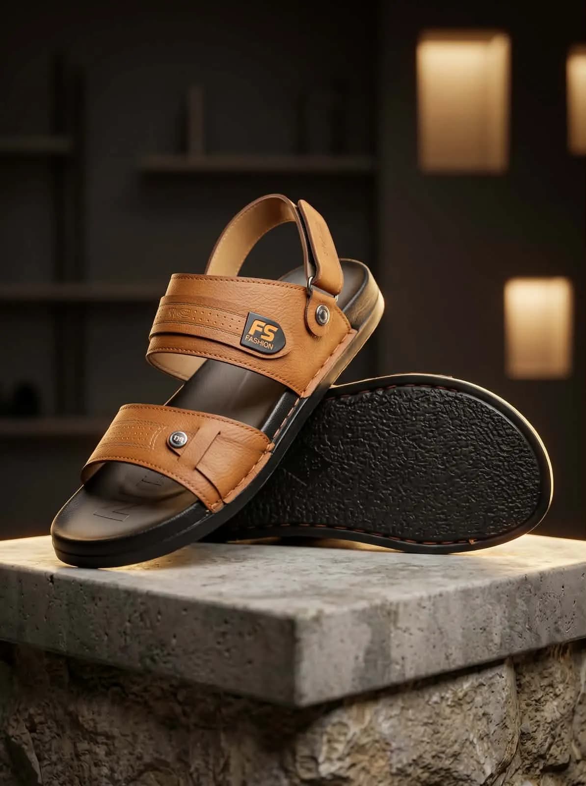 Tan Dual Strap Men's Casual Comfort Sandal — Savageon Bangladesh