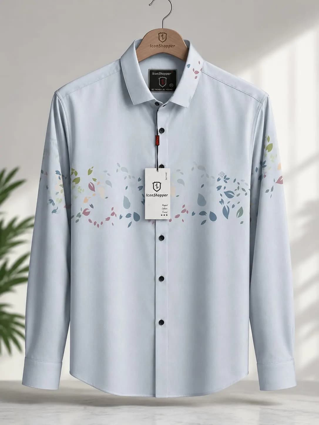 Light Blue Floral Accent Full Sleeve Formal Shirt for Men — Savageon Bangladesh