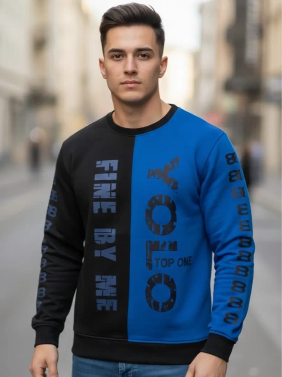 YOLO Top One Split Sweatshirt - Black/Blue — Savageon Bangladesh