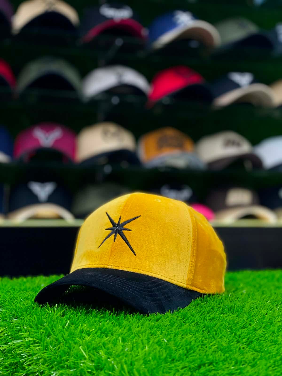 Premium Yellow & Black Star Embroidered Baseball Cap — Savageon Bangladesh
