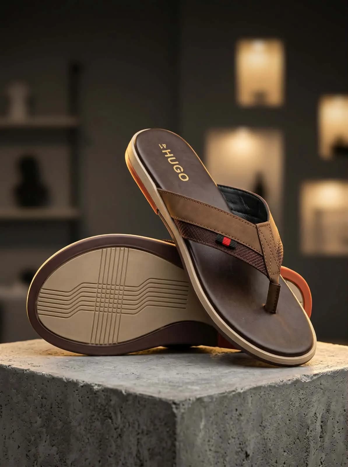 Brown Men's Hugo Comfort Flip-Flop Sandals