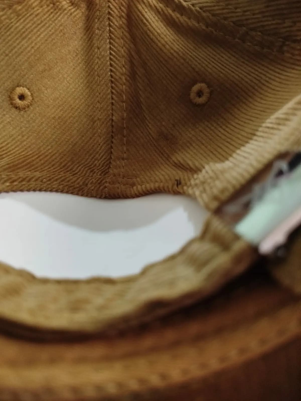 Premium Khaki Embroidered Baseball Cap — detail shot