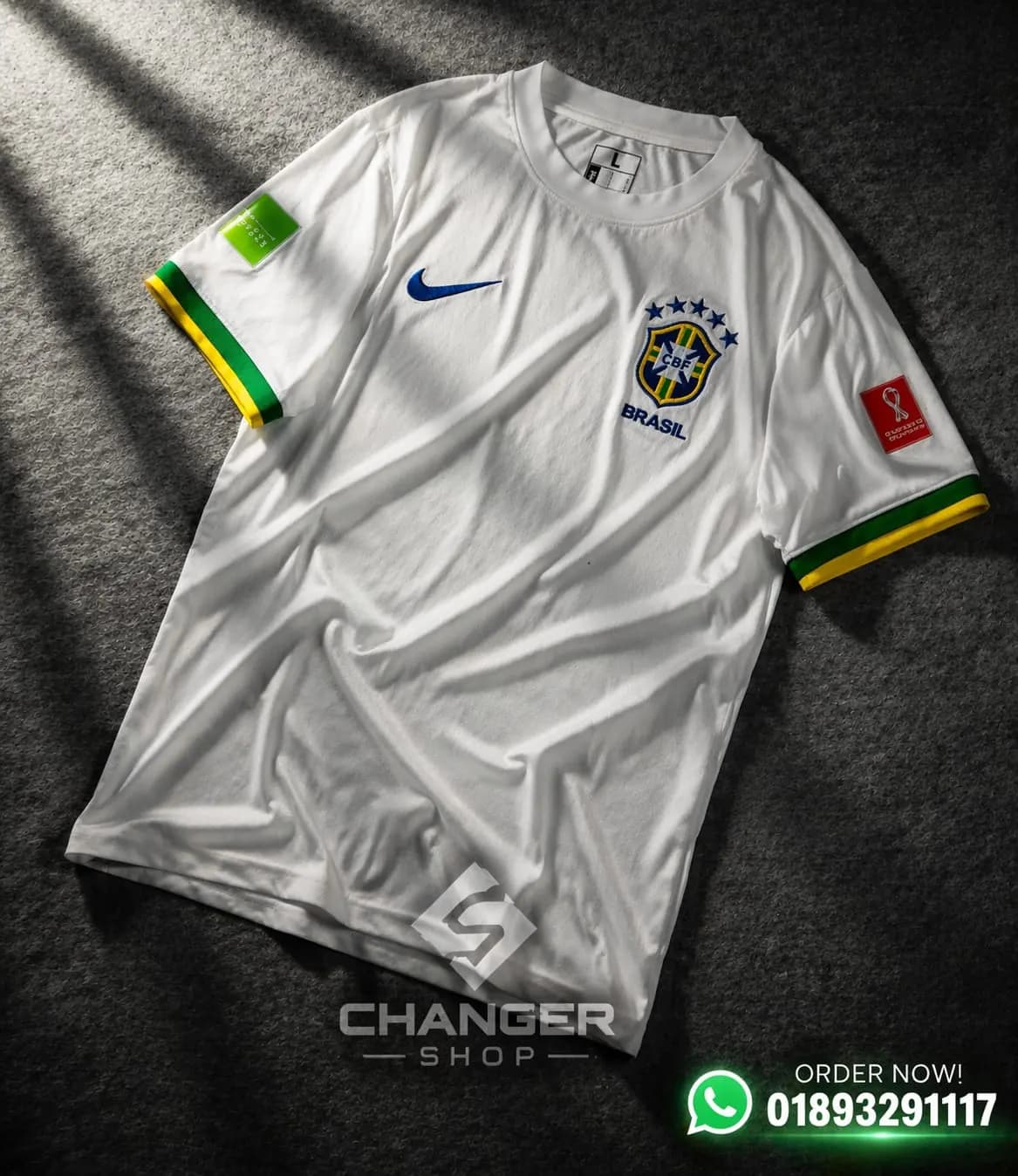 Brazil Away Jersey (White) — back view