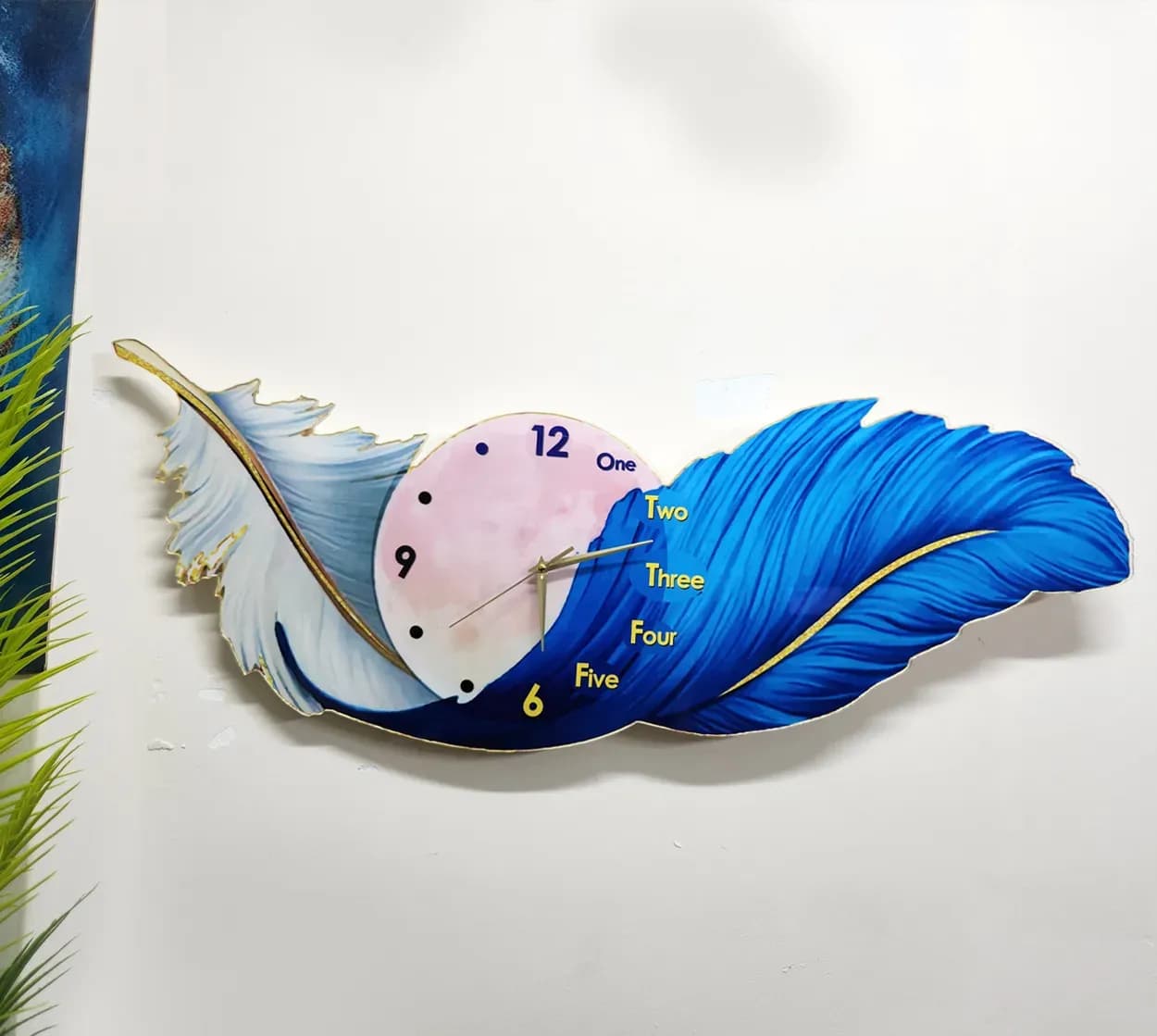 Blue Feather Decorative Wall Clock — Savageon Bangladesh