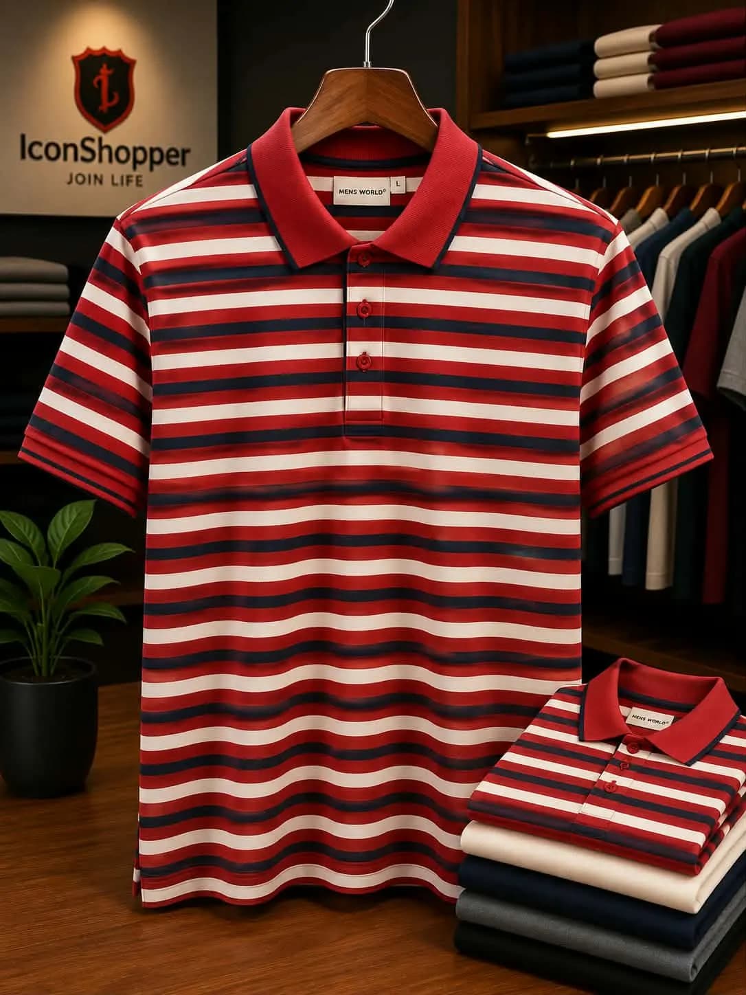 Red Striped Polo Shirt for Men – Classic Casual Half Sleeve — Savageon Bangladesh