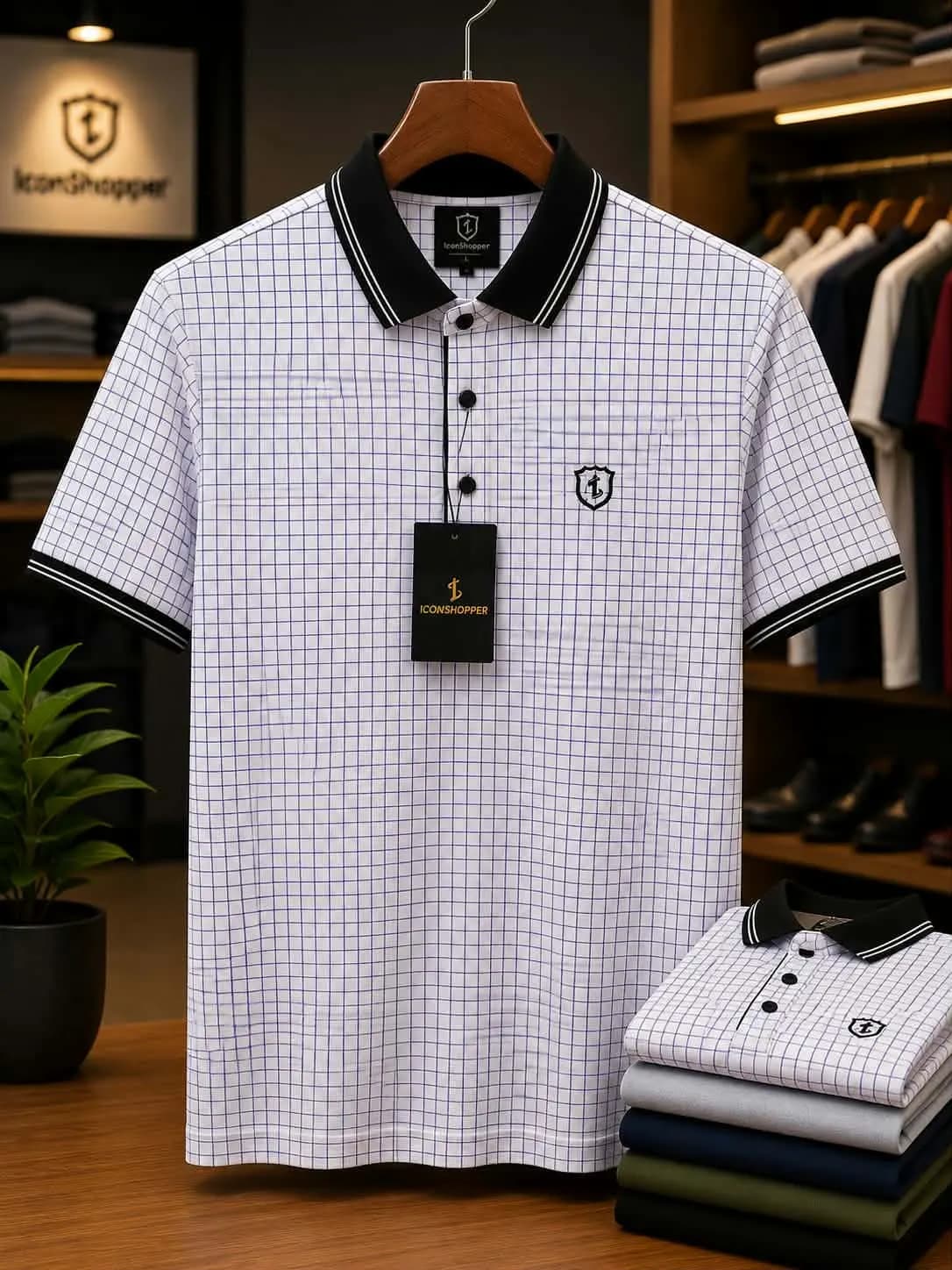 White Checkered Polo Shirt for Men – Classic Smart Fit — Savageon Bangladesh