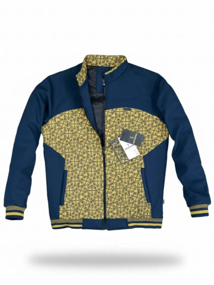 Baroque Panel Bomber Jacket - Navy/Gold — Savageon Bangladesh