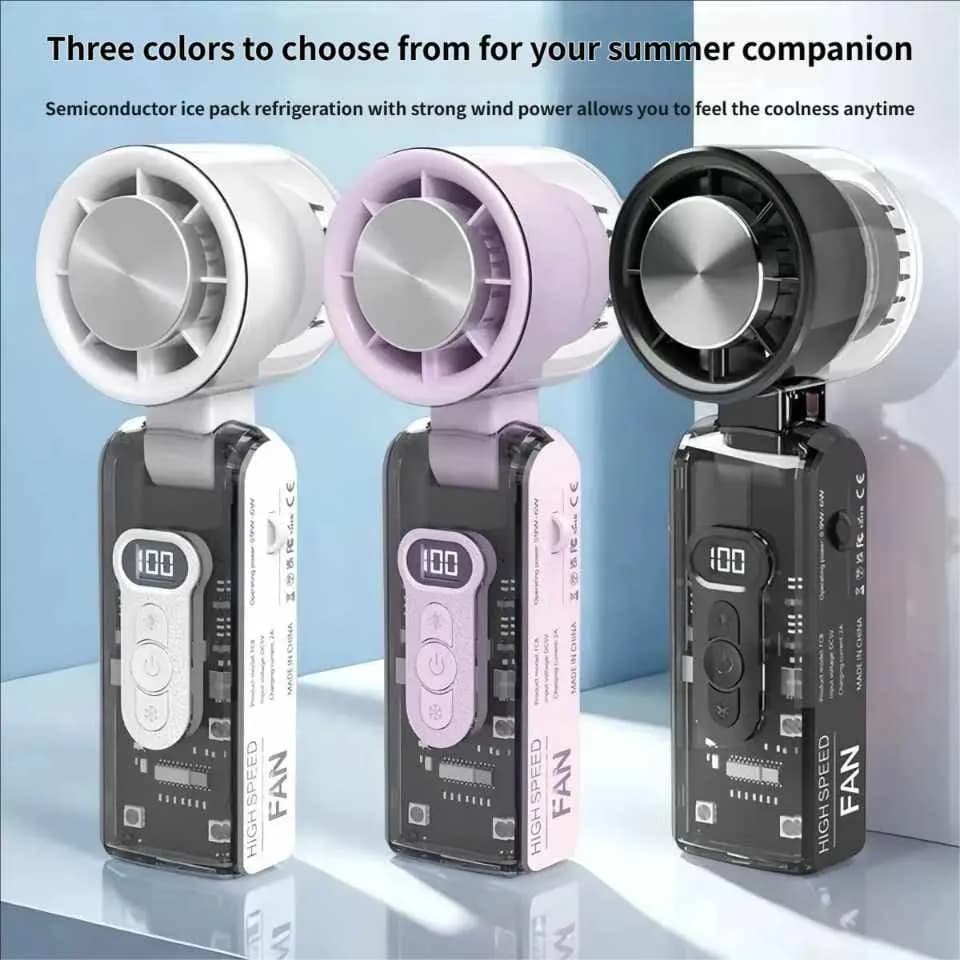 High-Speed Handheld Turbo Fan with Digital Display (Transparent Body) — Savageon Bangladesh