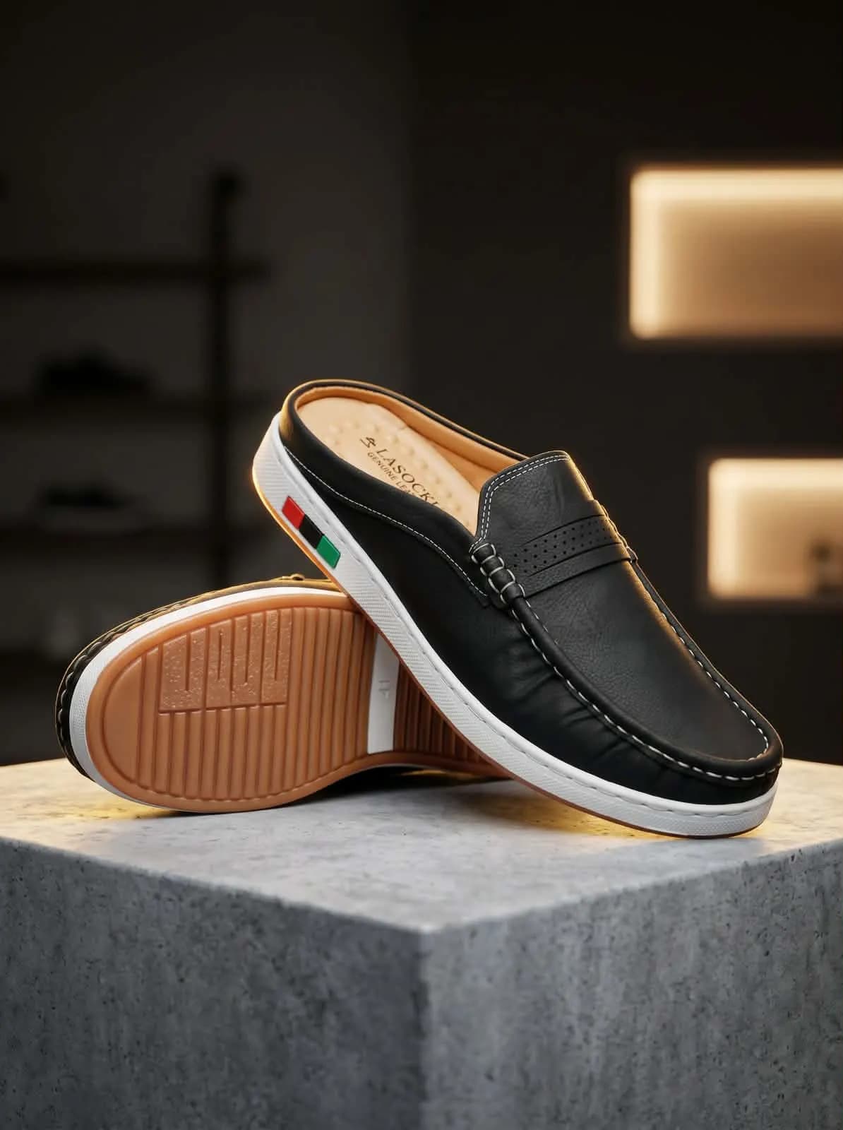 Black Men's Casual Slip-On Mule Loafer