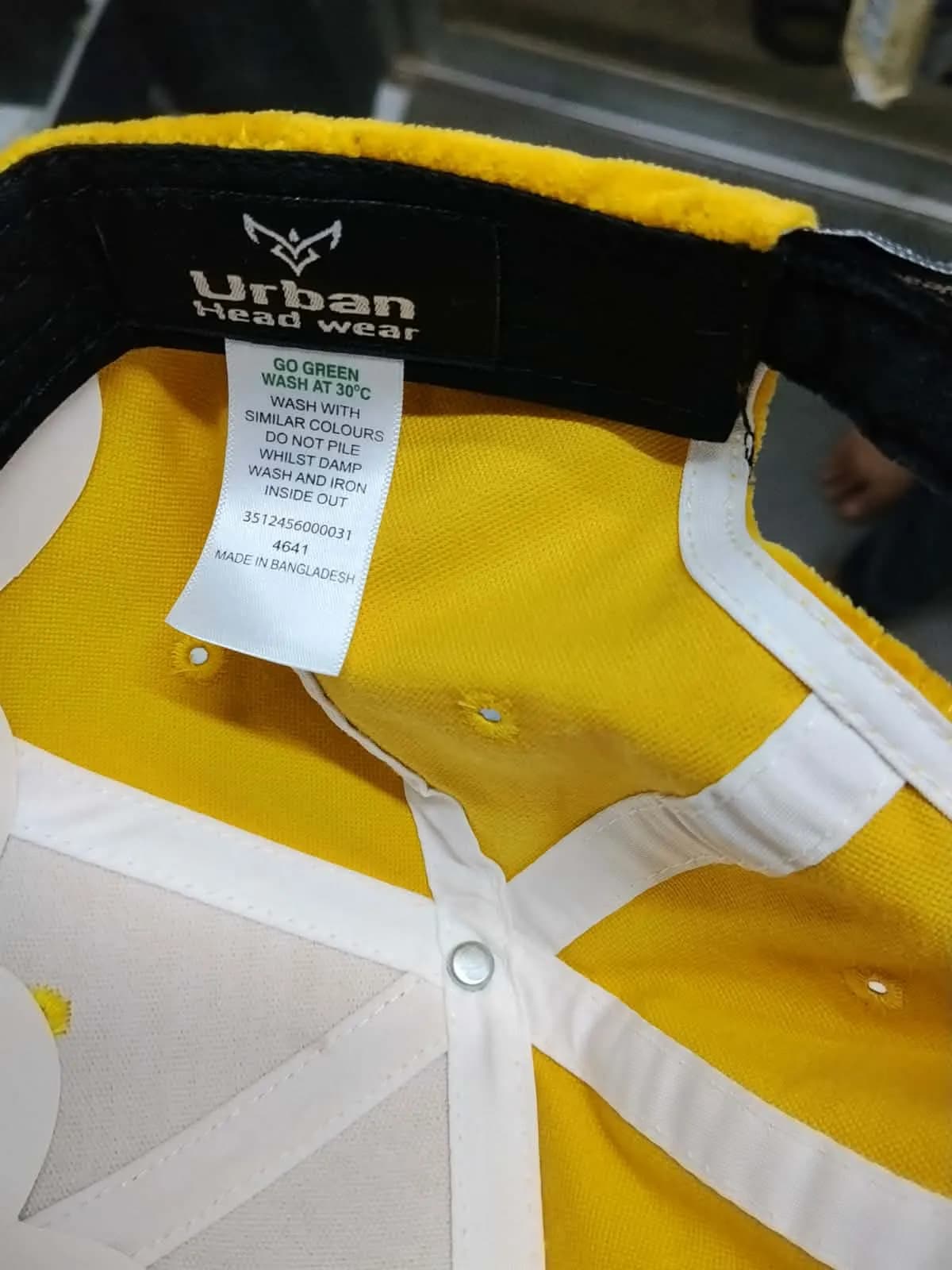 Premium Yellow & Black Star Embroidered Baseball Cap — back view