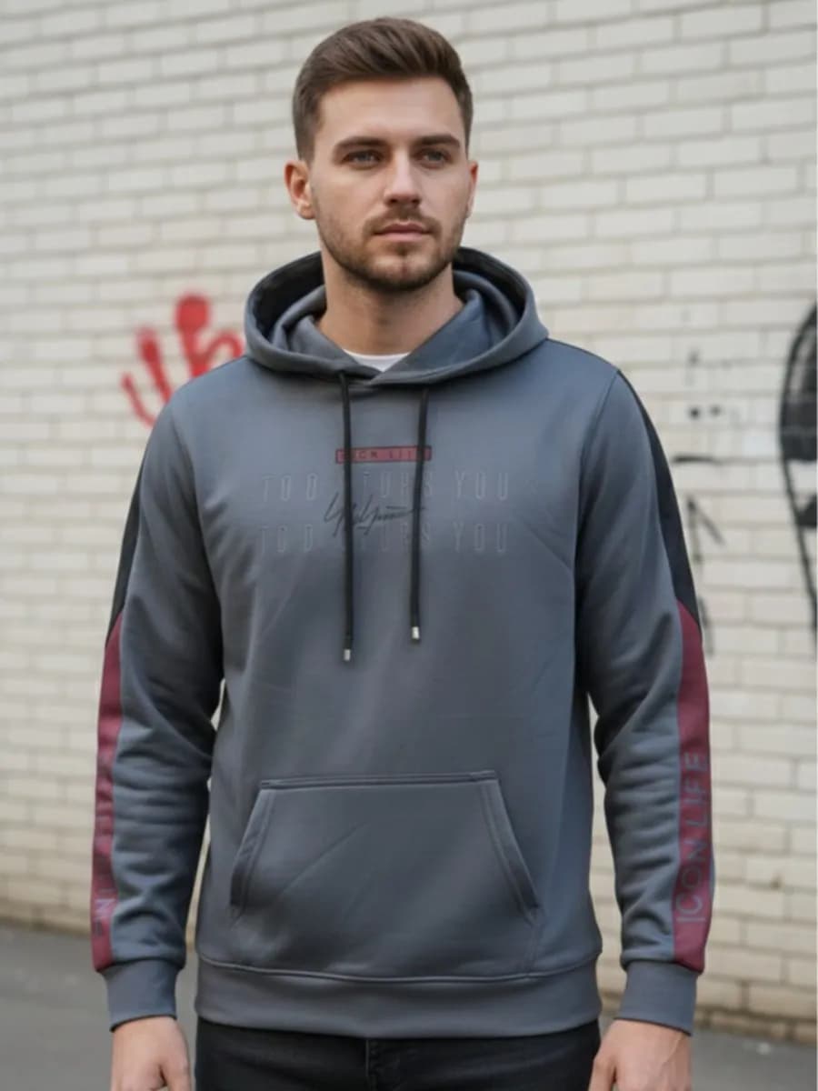 ICON LIFE 'To Disturb You' Panel Hoodie - Grey — Savageon Bangladesh