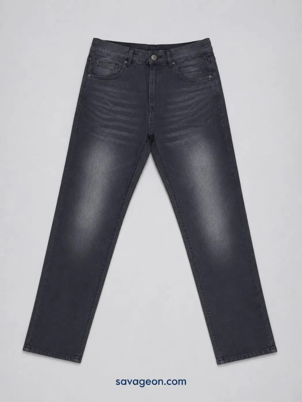 Fabrilife Men's Charcoal Black Slim Fit Denim Jeans — back view