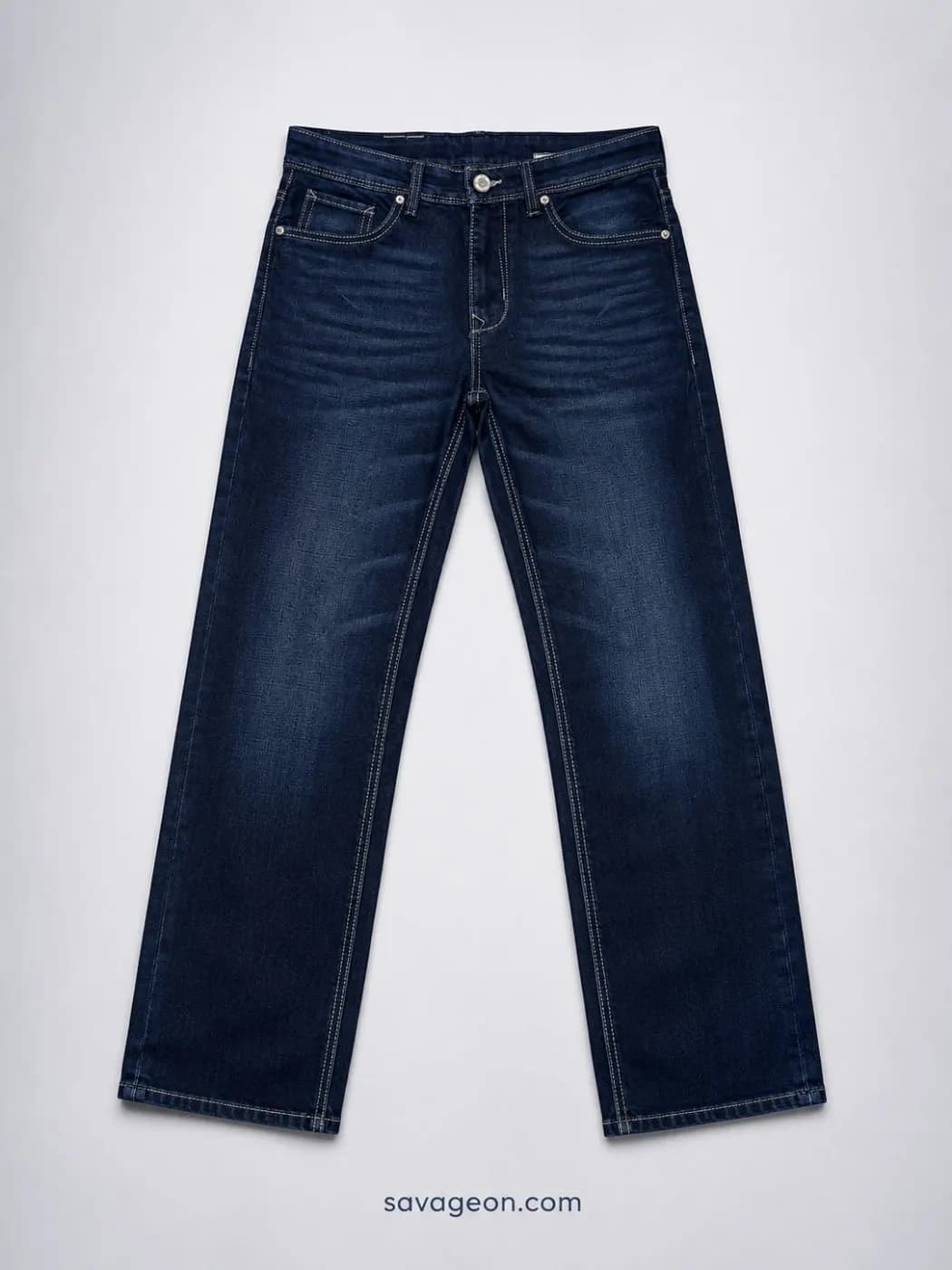 Trendy Men's Dark Blue  Slim Fit Denim Jeans — back view