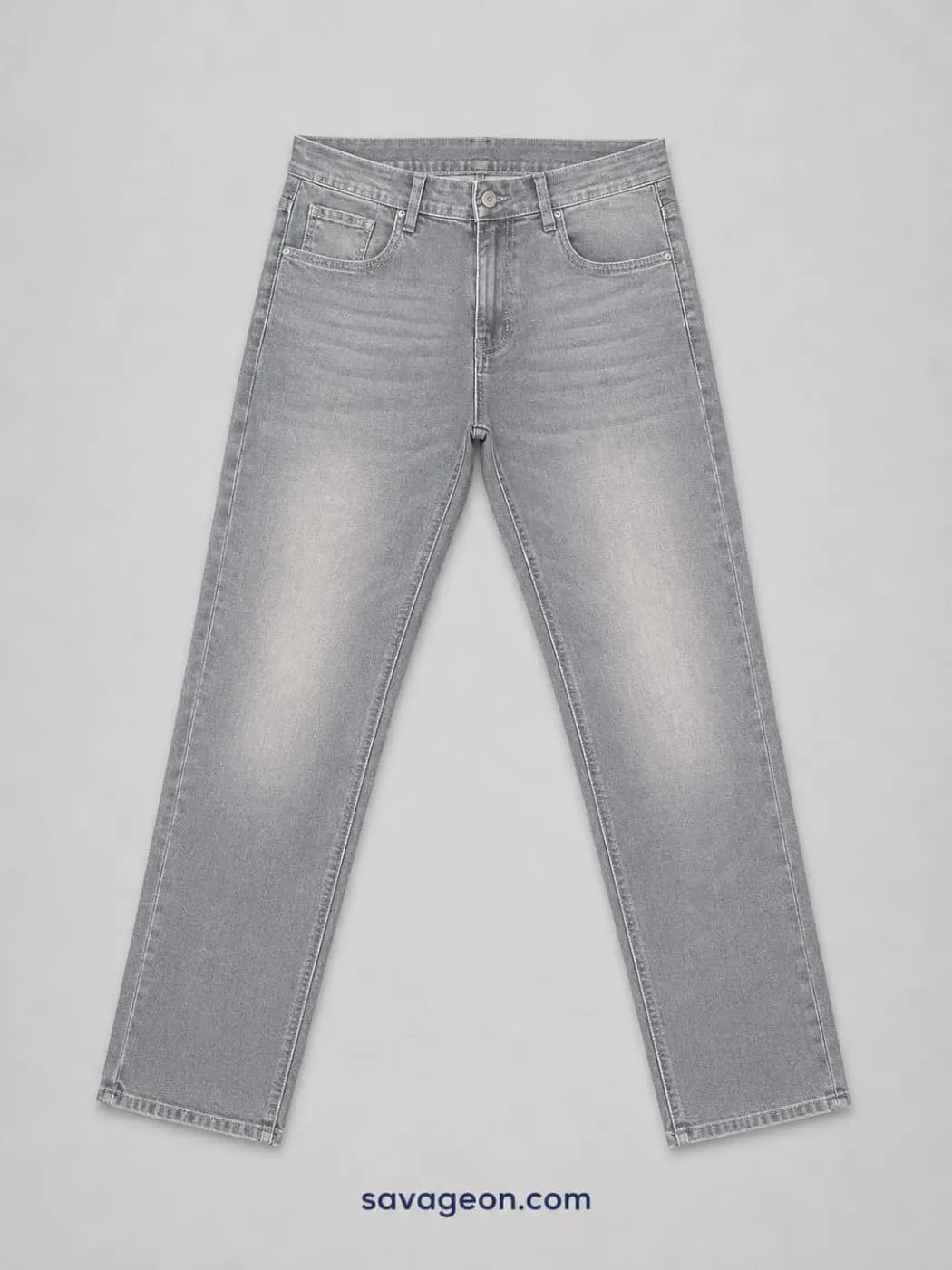 Jack & Jones Men's Light Grey Slim Fit Denim Jeans — back view