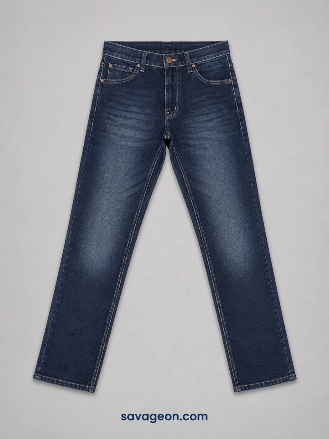 Woodland Men's Dark Indigo Slim Fit Denim Jeans — back view