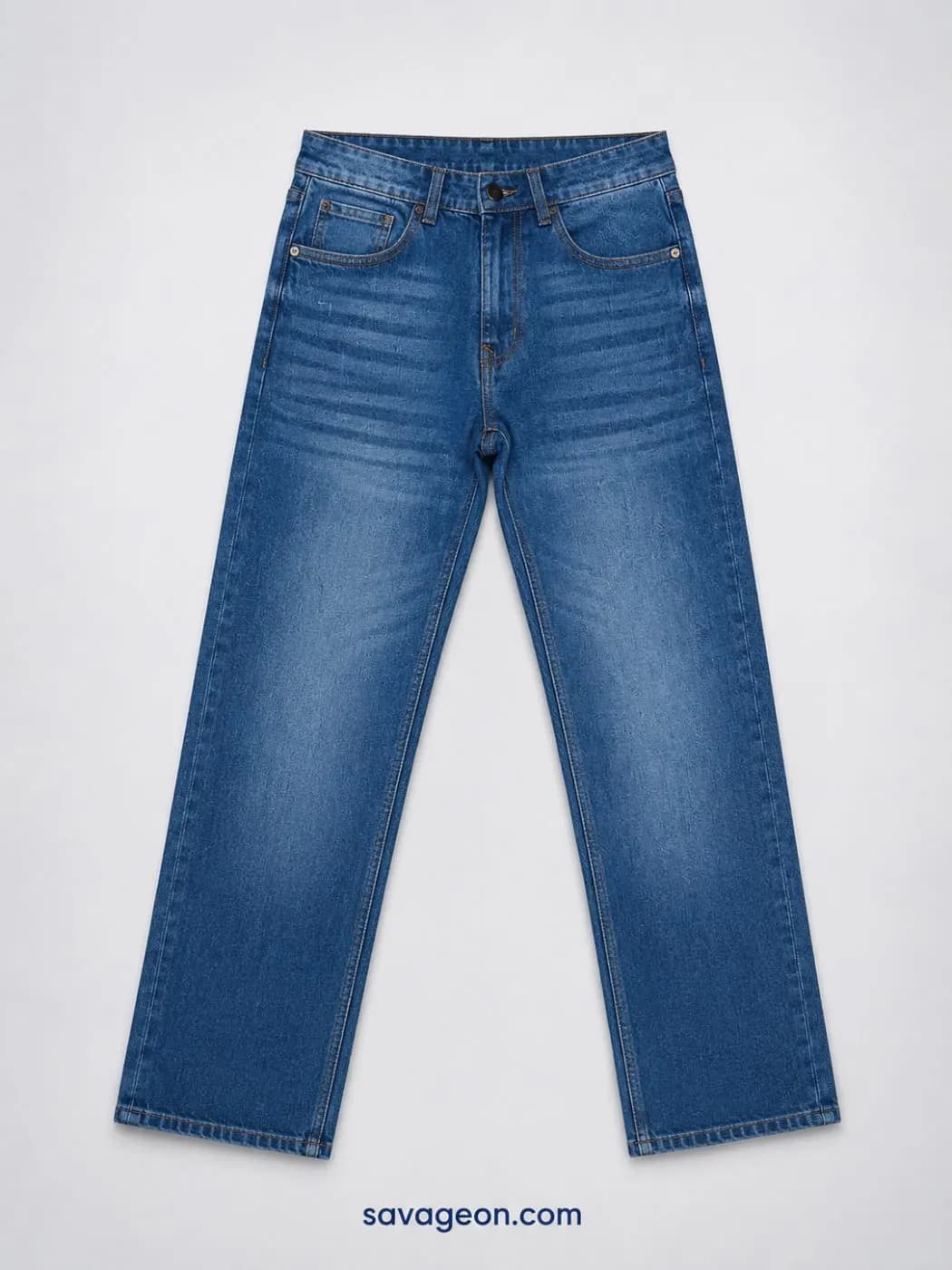 American Engle Men's Mid Blue Straight Fit Denim Jeans — back view