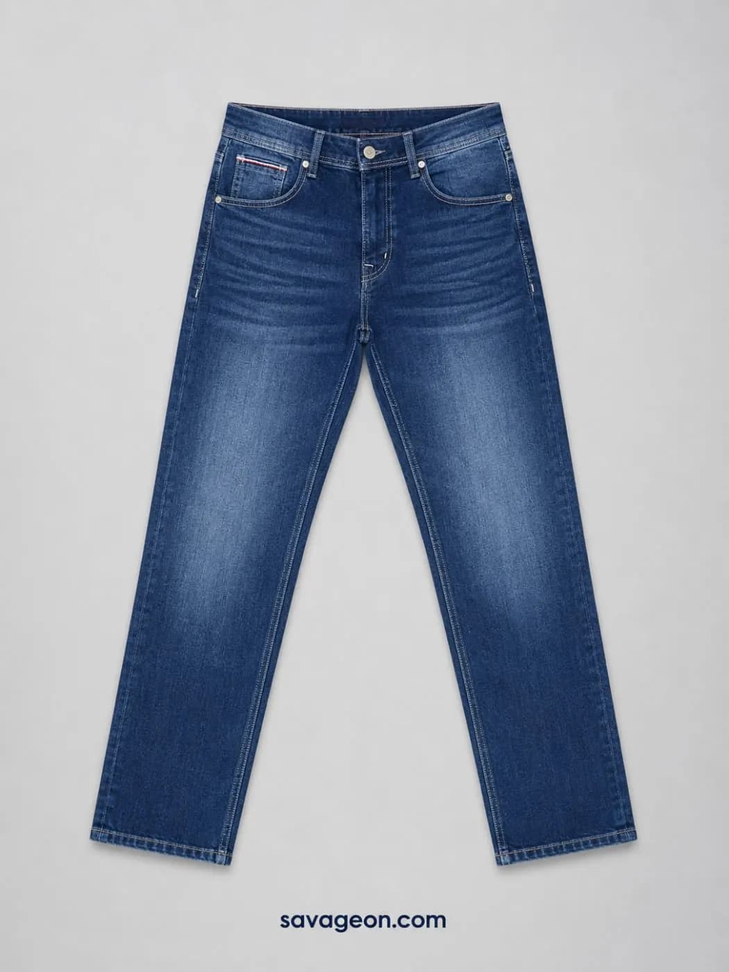Tommy Hilfiger Men's Dark Blue Slim Fit Denim Jeans — back view