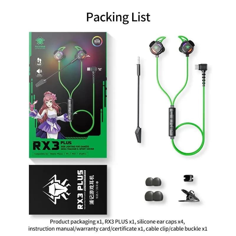 Plextone RX3 PLUS Type-C Wired Gaming Earphone Accessories — detail shot