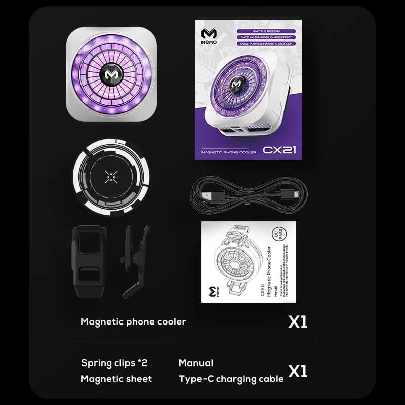 MEMO CX21 Custom 18W Magnetic Phone Cooler Semiconductor Radiator with Back Clip Ice Cooling Fan for Accessories — detail shot