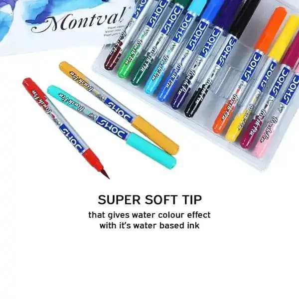DOMS Metallic brush Pens - 26 Shades (24 Vibrant + 1 Metallic Gold + 1 Metallic Silver) — fabric close-up