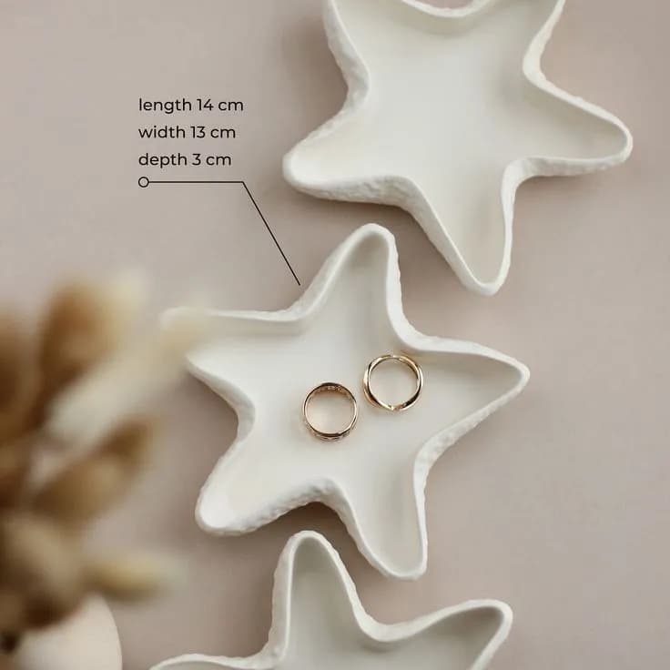 Gypsum Starfish Decorative Showpiece (3-Piece Combo set) Home Decor — side view