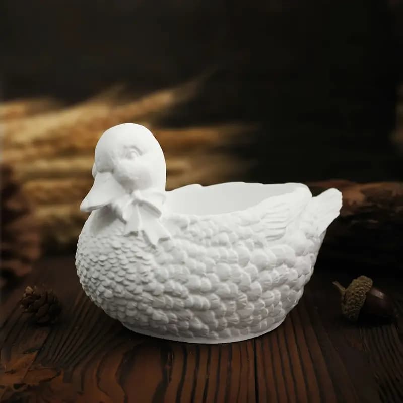 Gypsum Cute Duck Candle Holder & Decorative Showpiece Home Decor — side view