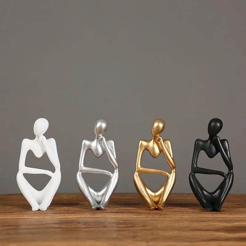 Abstract Thinker Figurine Decorative Gypsum Sculpture showpiece - for home decor (2-Piece Combo set) — back view