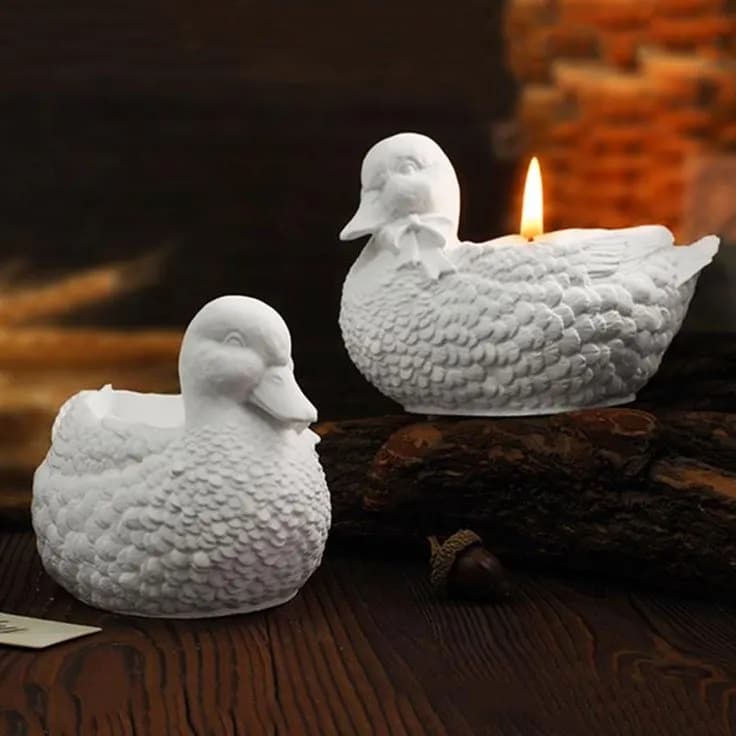 Gypsum Cute Duck Candle Holder & Decorative Showpiece Home Decor — back view