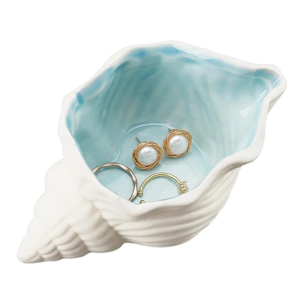 Gypsum Seashell Showpiece for home decor & conch (2-Piece Combo) — back view