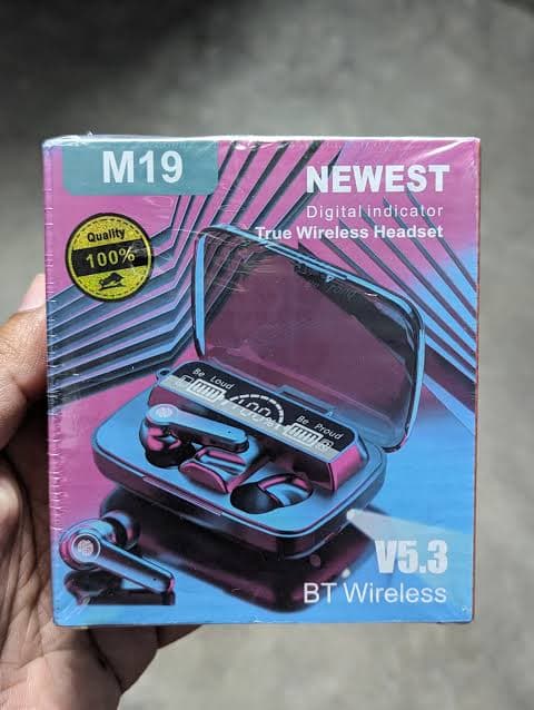 M19 TWS True Wireless Bluetooth Earbuds with Power Bank Case & LED Display Accessories — detail shot