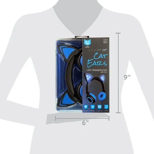 HYPE Cat Ears LED Wired Headphones with Mic Accessories — fabric close-up