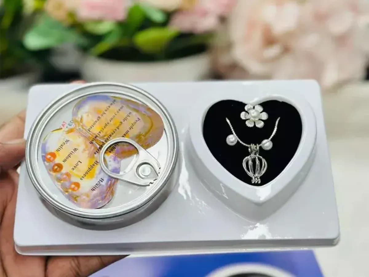 Pearl of Love Wishing Pearl Necklace & Pendant Gift Set Women — back view