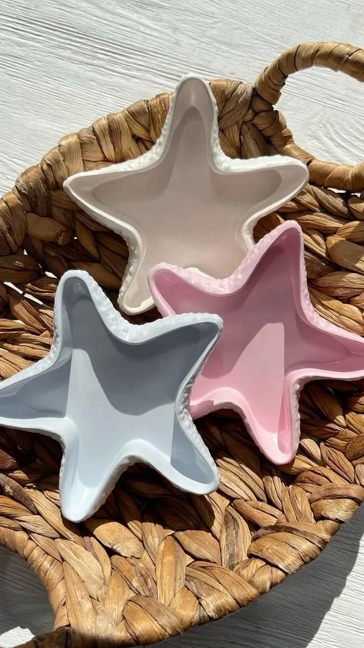 Gypsum Starfish Decorative Showpiece (3-Piece Combo set) Home Decor — fabric close-up