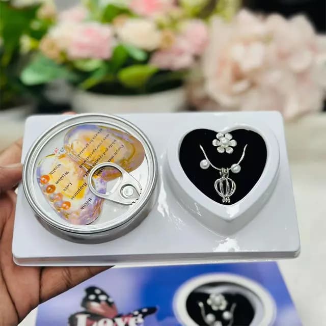 Pearl of Love Wishing Pearl Necklace & Pendant Gift Set Women — back view
